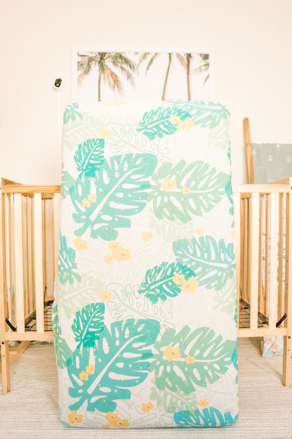 succulent crib sheet Monstera Leaf Crib Sheet – Kahakai Kids Collection