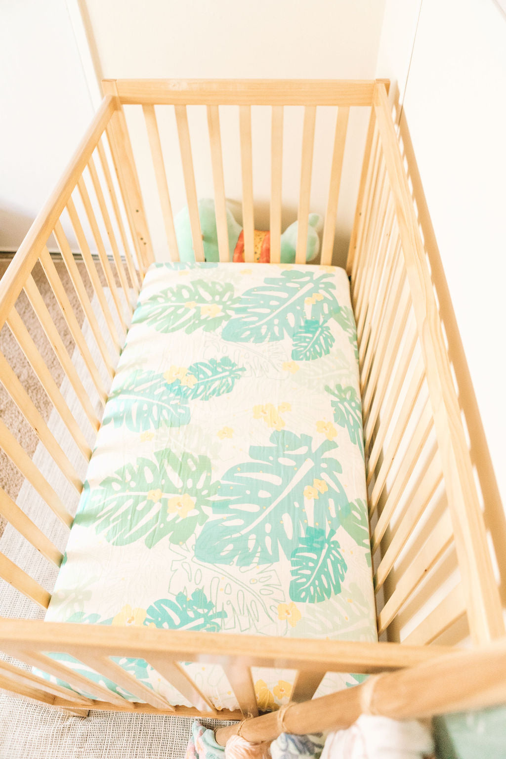 succulent crib sheet Monstera Leaf Crib Sheet – Kahakai Kids Collection